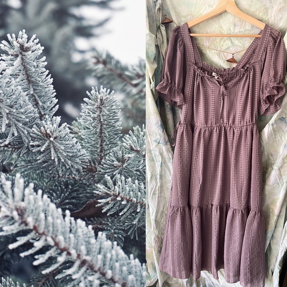 Madewell Square-Neck Tiered Midi Dress in Textured Seersucker